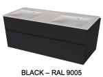 Meuble avec vasque Solid-Surface, finition bois ou couleurs, deux tiroirs à onglet, Largeur 120 et 140 cm, P. 45 cm, Hauteur 56 cm, Stock disponible, LIVRAISON OFFERTE